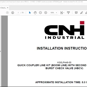 CNH Quick coupler line kit (boom line) with second option and hose burst check valve (HBCV) - CX160D, CX180D Crawler excavator Installation Instructions Manual(47929302)_EN_FR_IT_DE_ES - PDF DOWNLOAD