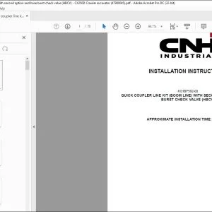 CNH Quick coupler line kit (boom line) with second option and hose burst check valve (HBCV) CX250D Crawler excavator Installation Instructions Manual 47900045 EN_FR_DE_IT_ES - PDF DOWNLOAD