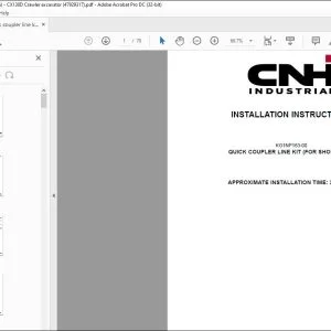 CNH Quick coupler line kit (for short arm) CX130D Crawler excavator Installation Instructions Manual 47929317 EN_FR_DE_IT_ES - PDF DOWNLOAD