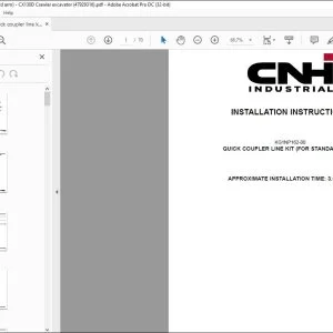 CNH Quick coupler line kit (for standard arm) CX130D Crawler excavator Installation Instructions Manual 47929316 EN_FR_DE_IT_ES - PDF DOWNLOAD