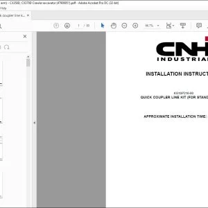 CNH Quick coupler line kit (for standard arm) CX350D CX370D Crawler excavator Installation Instructions Manual 47900051 EN_FR_DE_IT_ES - PDF DOWNLOAD