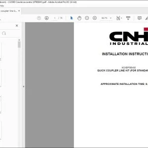 CNH Quick coupler line kit (for standard boom) CX250D Crawler excavator Installation Instructions Manual 47900041 EN_FR_DE_IT_ES - PDF DOWNLOAD