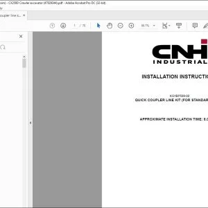 CNH Quick coupler line kit (for standard boom) CX250D Crawler excavator Installation Instructions Manual 47929344 EN_FR_DE_IT_ES - PDF DOWNLOAD