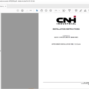 CNH Quick coupler line kit (main unit) - CX210D Crawler excavator INSTALLATION INSTRUCTIONS Manual 47929305 - PDF DOWNLOAD (EN-IT-ES-DE-FR-PT-NL-DAN)
