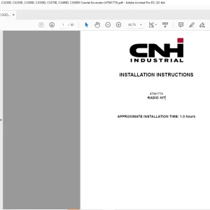 CNH Radio kit - CX130D, CX160D, CX180D, CX210D, CX230D, CX250D, CX300D, CX350D, CX370D, CX490D, CX500D Crawler Excavator INSTALLATION INSTRUCTIONS Manual 47941773 - PDF DOWNLOAD (EN-IT-ES-DE-FR-PT-NL-DAN)