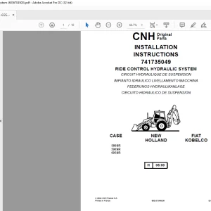 CNH Ride Control Hydraulic System 580SR-590SR-695SR, INSTALLATION INSTRUCTIONS Manual 6036704500 - PDF DOWNLOAD (EN-IT-ES-DE-FR)