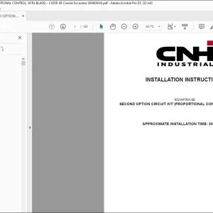 CNH SECOND OPTION CIRCUIT KIT (PROPORTIONAL CONTROL, WITH BLADE) CX85D SR Crawler Excavator Installation Instructions Manual 90403934 EN_DE_FR_IT_ES - PDF DOWNLOAD