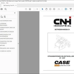 CNH HF EHF Road Milling Machine Operating Manual (German) PDF Download
