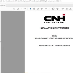 CNH Second Auxiliary Circuit With Four-Way Joystick E - New Holland Construction E37C, New Holland Agriculture E37C, Case Construction INSTALLATION INSTRUCTIONS Manual 90401944 - PDF DOWNLOAD (EN-IT-ES-DE-FR-PT-NL-DAN)