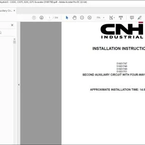 CNH Second Auxiliary Circuit with Four-Way Joystick E CX33C CX37C E33C E37C Excavator Installation Instructions Manual 51601760 EN_FR_DE_IT_ES - PDF DOWNLOAD
