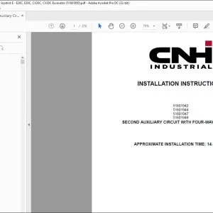 CNH Second Auxiliary Circuit with Four-Way Joystick E E26C E30C CX26C CX30C Excavator Installation Instructions Manual 51601950 EN_FR_DE_IT_ES - PDF DOWNLOAD