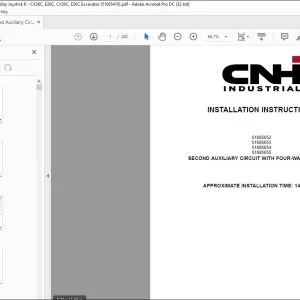CNH Second Auxiliary Circuit with Four-Way Joystick K CX26C E26C CX30C E30C Excavator Installation Instructions Manual 51685410 EN_FR_DE_IT_ES - PDF DOWNLOAD