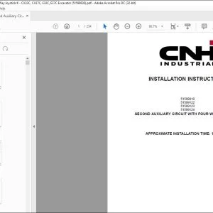 CNH Second Auxiliary Circuit with Four-Way Joystick K CX33C CX37C E33C E37C Excavator Installation Instructions Manual 51599830 EN_FR_DE_IT_ES - PDF DOWNLOAD