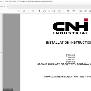 CNH Second Auxiliary Circuit with Four-Way Joystick K - CX33C, CX37C, E33C, E37C Excavator Installation Instructions Manual(51686354)_EN_FR_ES_IT_DE - PDF DOWNLOAD