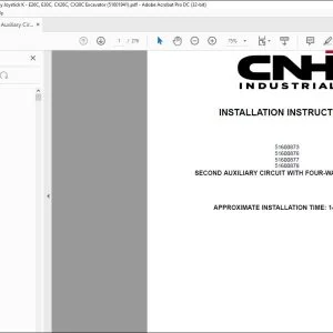 CNH Second Auxiliary Circuit with Four-Way Joystick K E26C E30C CX26C CX30C Excavator Installation Instructions Manual 51601941 EN_FR_DE_IT_ES - PDF DOWNLOAD
