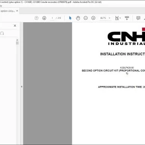 CNH Second option circuit kit (proportional control) (plus option 1) CX160D CX180D Crawler excavator Installation Instructions Manual 47900076 - PDF DOWNLOAD