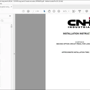 CNH Second option circuit pedal control for long reach (LR) kit CX210D Long reach Crawler excavator Installation Instructions Manual 47929325 - PDF DOWNLOAD