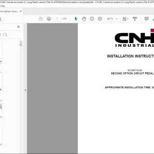 CNH Second option circuit pedal kit CX130C Crawler excavator LC Long Reach version (Tier 4) Installation Instructions Manual 47918283 - PDF DOWNLOAD