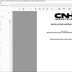 CNH Second option circuit control kit CX180C E175C EVO excavator Installation Instructions Manual 48063728 EN_ES - PDF DOWNLOAD