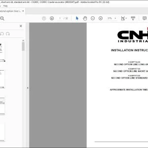 CNH Second option line long arm kit short arm kit standard arm kit CX240C CX260C Crawler excavator INSTALLATION INSTRUCTIONS MANUAL 48020247 EN_ZH - PDF DOWNLOAD