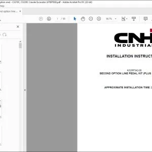 CNH Second option line pedal kit (plus option one) CX210C CX220C Crawler Excavator Installation Instructions Manual 47897839 EN_ZH - PDF DOWNLOAD
