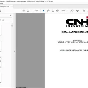 CNH Second option line proportional control kit CX250D long reach Crawler excavator INSTALLATION INSTRUCTIONS MANUAL 47880494 - PDF DOWNLOAD