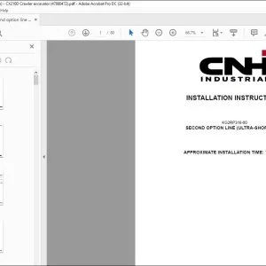 CNH Second option line (ultra-short arm) CX210D Crawler excavator Installation Instructions Manual 47880472 EN_DE_FR_IT_ES