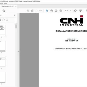 CNH CX160D CX180D Side Camera Kit Installation Manual (47880475) PDF
