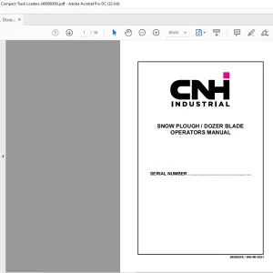 CNH Snow Plough, Dozer Blade for Skid Steer and Compact Track Loaders OPERATORS MANUAL 48088006 - PDF DOWNLOAD (EN-IT-ES-DE-FR)