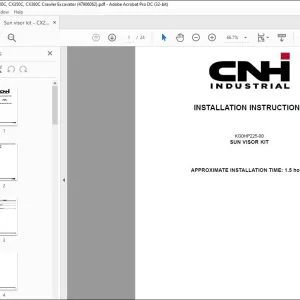 CNH Sun visor kit CX210C CX220C CX350C CX380C Crawler Excavator Installation Instructions Manual 47906062 EN_ZH - PDF DOWNLOAD