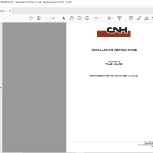 CNH TRAVEL ALARM CX300C, CX350C, CX370C Crawler Excavator - KG0HR394-00 INSTALLATION INSTRUCTIONS Manual 47399418 - PDF DOWNLOAD (EN-IT-ES-DE-FR)