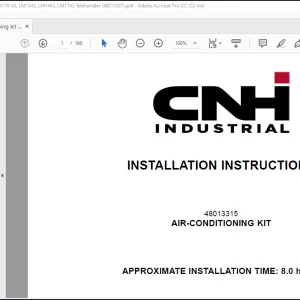 CNH Telehandlers TX130-45 TX140-45 TX170-45 LM1345 LM1445 LM1745 AIR-CONDITIONING KIT INSTALLATION INSTRUCTIONS MANUAL_EN_FR_ES_IT_DE (48015507) - PDF DOWNLOAD