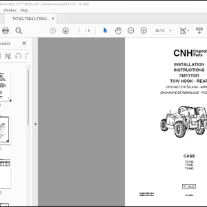 CNH Telehandlers TX742 TX842 TX945 TOW HOOK - REAR INSTALLATION INSTRUCTIONS MANUAL(87718830) - PDF DOWNLOAD