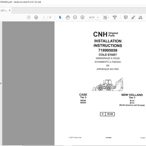 CNH Tier 3 COLD START 590SR, 695SR, B110, B115  INSTALLATION INSTRUCTIONS Manual 87643892 - PDF DOWNLOAD (EN-IT-ES-DE-FR)