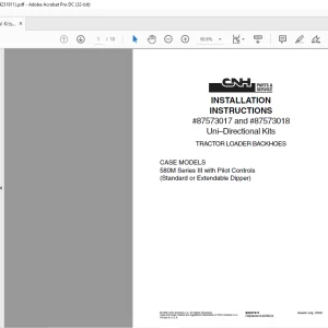 CNH Uni-Directional Kits for Case 580M Series lll  INSTALLATION INSTRUCTIONS Manual 84231911 - PDF DOWNLOAD (EN-IT-DE-FR-ES)
