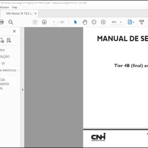 CNH VM Motori R 753 IE4 Tier 4B (final) and Stage IV Motor MANUAL DE SERVIÇO(47730972) - PDF DOWNLOAD (Portuguese)