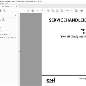 CNH VM Motori R 753 IE4 Tier 4B (final) and Stage IV Motor SERVICEHANDLEIDING 47730967 - PDF DOWNLOAD (Dutch)
