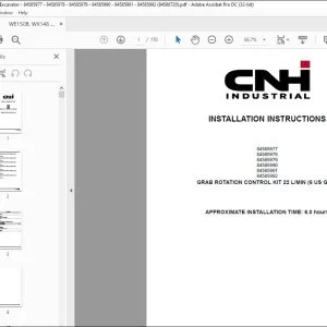 CNH WE150B WX148 Wheeled Excavator GRAB ROTATION CONTROL KIT 22 LMIN (6 US GPM) INSTALLATION INSTRUCTIONS MANUAL 84586720 EN_DE_FR_ES_IT - PDF DOWNLOAD