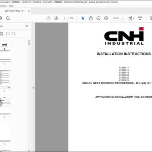CNH WE210B WX218 Wheeled Excavator ADD-ON GRAB ROTATION PROPORTIONAL 80 L/MIN (21.13 US GPM) INSTALLATION INSTRUCTIONS MANUAL 47435450 EN_DE_FR_ES_IT - PDF DOWNLOAD