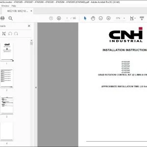 CNH WE210B WX218 Wheeled Excavator GRAB ROTATION CONTROL KIT 22 L/MIN (6 US GPM) INSTALLATION INSTRUCTIONS MANUAL 47435440 EN_DE_FR_ES_IT - PDF DOWNLOAD