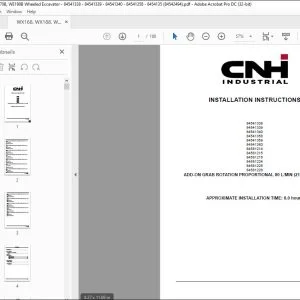 CNH WX168 WX188 WE170B WE190B Wheeled Excavator 84541338 84541339 84541340 84541358 8454135 Installation Instructions Manual 84542494 EN_DE_IT_FR_ES - PDF DOWNLOAD