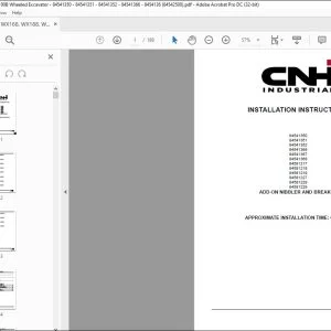 CNH WX168 WX188 WE170B WE190B Wheeled Excavator 84541350 84541351 84541352 84541366 8454136 Installation Instructions Manual 84542500 EN_DE_IT_FR - PDF DOWNLOAD