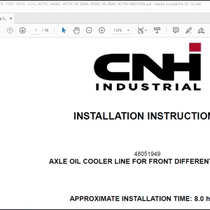 CNH Wheel Loader 1021F 1121F 1021G 1121G W270C W300C W270C XR W270C ZBAR W300C XR W300C ZBAR W270D W300D Installation Instructions Manual(48051950)  - PDF DOWNLOAD