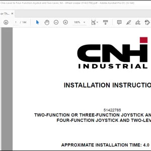 CNH Wheel Loader 1021F 1121F W270C W300C TWO-FUNCTION OR THREE-FUNCTION JOYSTICK AND ONE-LEVER TO FOUR-FUNCTION JOYSTICK AND TWO-LEVER, KIT Installation Instructions Manual(51422786) - PDF DOWNLOAD