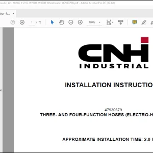 CNH Wheel Loader 1021G 1121G W270D W300D Three- and four-function hoses (electro-hydraulic) Installation Instructions Manual(47930790) - PDF DOWNLOAD