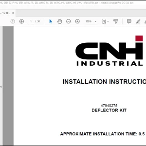CNH Wheel Loader 121F XT 121F ZB 21F XT 21F ZB 221F HS 221F STD 321F HS 321F STD W50C TC W50C ZB W60C TC W60C ZBW70C W70C HS W80C W80C HS Deflector Kit Installation Instructions Manual(47940279) - PDF DOWNLOAD