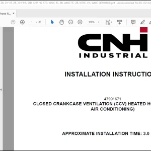 CNH Wheel Loader 121F XT, ZB, 21F XT, ZB, 221F HS, STD, 321F HS, STD, W50C TC, ZB, W60C TC, ZB, W70C, HS, W80C CLOSED CRANKCASE VENTILATION (CCV) HEATED HOSE KIT (WITHOUT AIR CONDITIONING)Installation Instructions Manual(47901688)-PDF DOWNLOAD