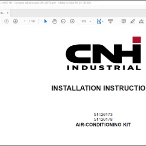 CNH Wheel Loader 21F 121F 221F 321F W50C W60C W70C W80C Air Conditioning Kit Installation Instructions Manual(51426176) - PDF DOWNLOAD
