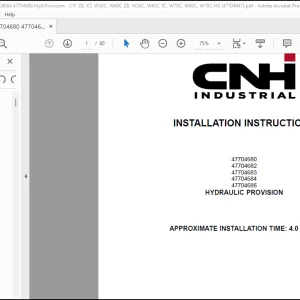 CNH Wheel Loader 21F ZB, XT, W50C, W60C ZB, W50C, W60C TC, W70C, W80C, W70C HS Hydraulic Provision Installation Instructions Manual(47704647) - PDF DOWNLOAD