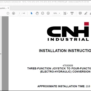 CNH Wheel Loader 3-function joystick to 4-function joystick (electro-hydraulic) conversion kit - 1021G, 1121G, 521G, 621G, 721G, 821G, 921G, W110D, Installation Instructions Manual(47930783) - PDF DOWNLOAD